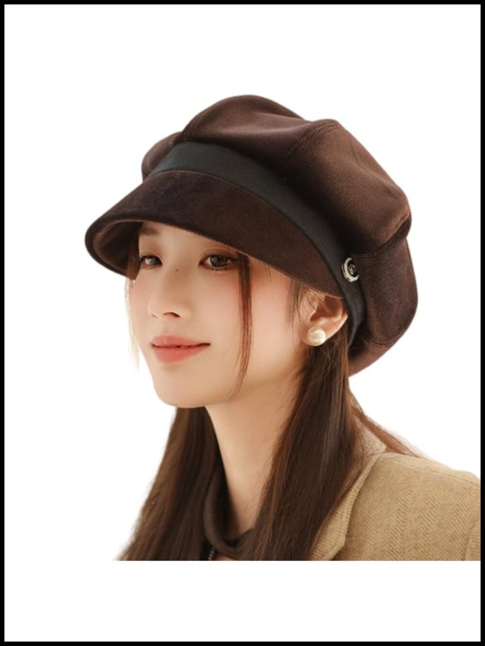 URAWOW Newsboy Cap Women Visor Fall Beret Hat Classic 8-Panel Slouchy